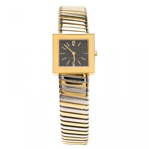 Bvlgari Black 18K Yellow Gold and Stainless Steel Tubogas Women's Wristwatch 22MM