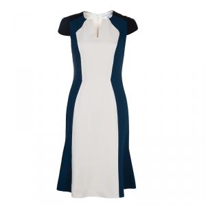 Carolina Herrera Colorblock Cap Sleeve Dress M