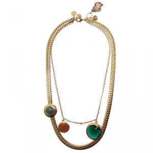 Carolina Herrera Stones and Shells Gold-Tone Necklace