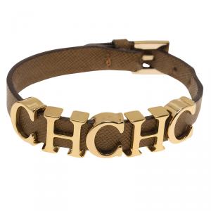 Pre Owned  Carolina Herrera CH Logo Leather Bracelet