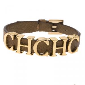 Pre Owned  Carolina Herrera CH Logo Leather Bracelet