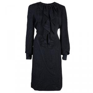 Carolina Herrera Black Ruffle Neck Dress M