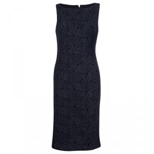 Carolina Herrera Grey Lace Sheath Dress L