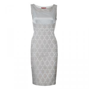 Pre Owned Carolina Herrera Beige Embroidered Sleeveless Dress S