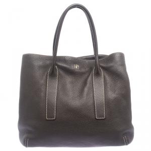 Pre Owned Carolina Herrera Brown Leather Tote