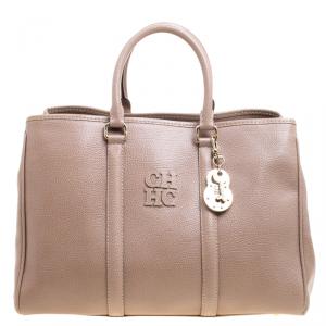 Pre Owned Carolina Herrera Light Brown Leather Matteo Tote