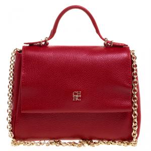 Carolina Herrera Red Leather Minuetto Flap Bag