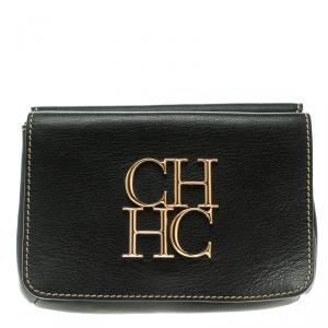 Pre Owned Carolina Herrera Black Leather Clutch