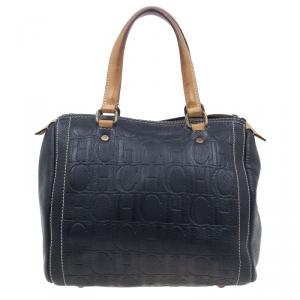 Pre Owned Carolina Herrera Black Leather Andy Boston Bag