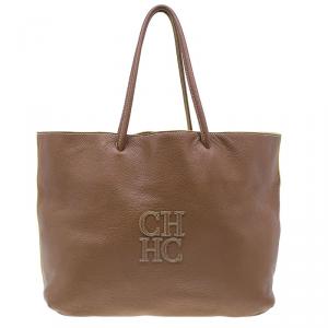 Pre Owned CH Carolina Herrera Brown Leather Eva Tote