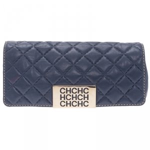 Pre Owned Carolina Herrera Blue Quilted Leather Clutch