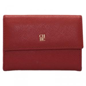 Pre Owned Carolina Herrera Red Leather Compact Wallet