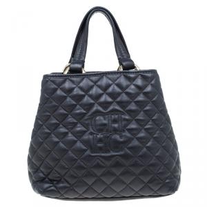 Pre Owned Carolina Herrera Black Quilted Leather Tote