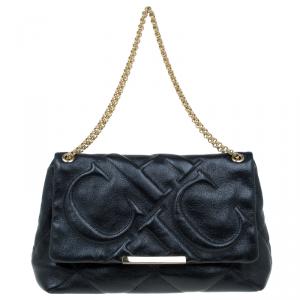 Pre Owned Carolina Herrera Black Quilted Leather Flap Chain Shoulder Bag