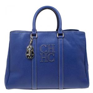 Pre Owned Carolina Herrera Blue Leather Matteo Tote