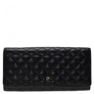 Pre Owned Carolina Herrera Black Quilted Leather Continental Wallet