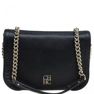Pre Owned Carolina Herrera Black Leather New Baltazar Shoulder Bag