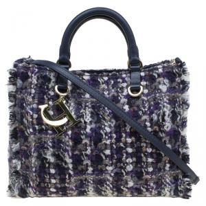 Pre Owned Carolina Herrera Tri Color Tweed Tote