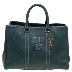 Pre Owned Carolina Herrera Dark Green Leather Matteo Satchel
