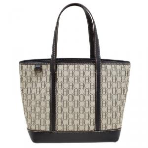Pre Owned Carolina Herrera Beige/Brown Monogram Canvas Shopper Tote