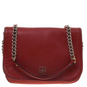 Pre Owned Carolina Herrera Red Leather New Baltazar Flap Bag