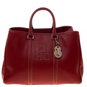 Pre Owned Carolina Herrera Red Leather Matteo Tote