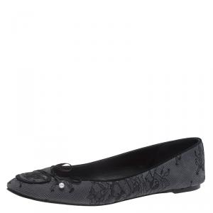 Carolina Herrera Grey Lace Ballet Flats Size 38