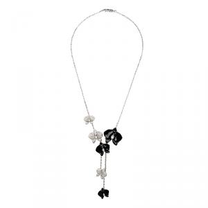 Pre Owned Cartier Caresse D'orchidees Par Cartier Diamonds, Onyx and White Gold Necklace