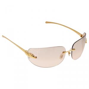 Pre Owned Cartier Gold Panthere De Cartier Shield Sunglasses
