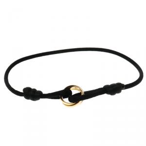 Pre Owned Cartier Trinity Three Tone 18k Gold Black Adjustable Cord Bracelet