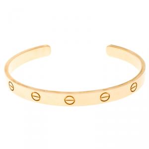 Pre Owned Cartier Love Open Cuff Rose Gold Bracelet 18cm