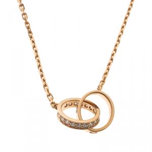 Pre Owned Cartier Vintage Love Diamond 18k Rose Gold Necklace