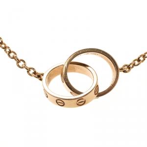 Pre Owned Cartier Love 2 Hoops 18k Rose Gold Bracelet Size 17