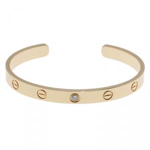Pre Owned  Cartier Love 1 Diamond Yellow Gold Open Cuff Bracelet