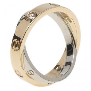 مملوكة مسبقًا Cartier Love 6 Diamonds Rose and White Double Band Ring Size 50