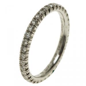 Pre Owned Cartier Diamond Paved White Gold Wedding Band Ring Size 47