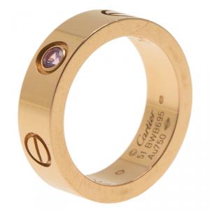 Pre Owned Cartier Love Sapphire Rose Gold Ring Size 52