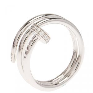 Pre Owned Cartier Juste Un Clou Diamond White Gold Ring Size 48