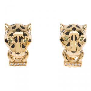 مملوكة مسبقًا Cartier Panthere de Cartier Yellow Gold Diamond and Garnet Earrings