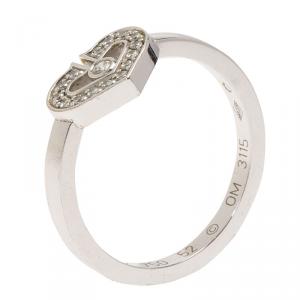 Pre Owned Cartier Hearts & Symbols C Heart Diamond White Gold Ring Size 52