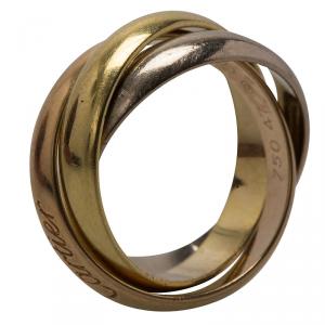 Pre Owned Cartier Trinity De Cartier Classic Three Tone 18k Gold Band Ring 47