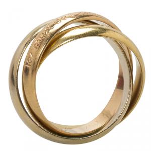 Pre Owned Cartier Vintage Les Must De Cartier Trinity Three Tone 18k Gold Band Ring Size 50 