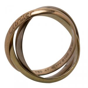 Pre Owned Cartier Trinity De Cartier Three Tone 18k Gold Band Ring Size 47