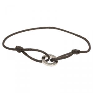 Pre Owned Cartier Love Charity Diamond and White Gold Adjustable Grey Cord Bracelet