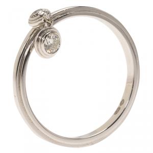Pre Owned Cartier Diamants Légers De Cartier Diamond & White Gold Ring Size 52