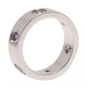 مملوكة مسبقًا Cartier Love Colored Gemstones and White Gold Band Ring Size 49