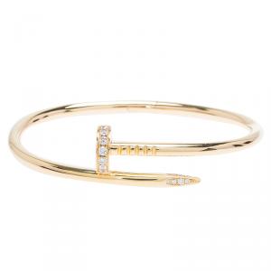 Pre Owned Cartier Juste Un Clou Diamonds & Rose Gold Bracelet 17cm