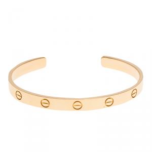 Pre Owned Cartier Love Open Cuff Rose Gold Bracelet 18cm