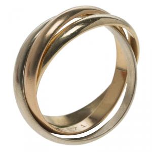 Pre Owned Cartier Vintage Trinity De Cartier Three Tone 18k Gold Band Ring Size 46