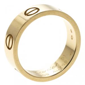 Pre Owned Cartier Love 18k Rose Gold Band Ring Size 51